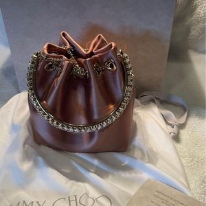 Jimmy Choo Bon Bon with crystal handle mauve satin